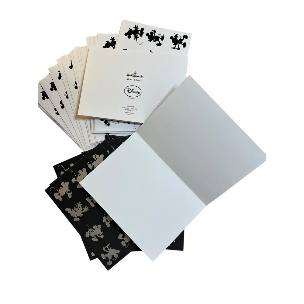 33 Count Hallmark Blank Note Cards and Envelopes Disney Mickey Mouse Black White